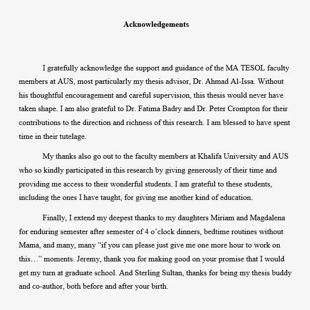How to write an acknowledgement section in a thesis